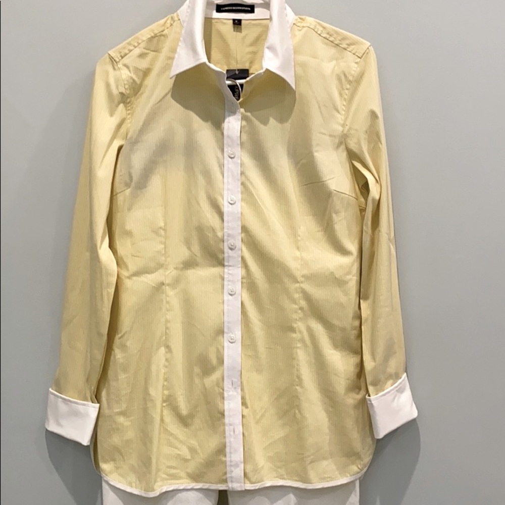 Express Design Studio Yellow/White Blouse NWT- M